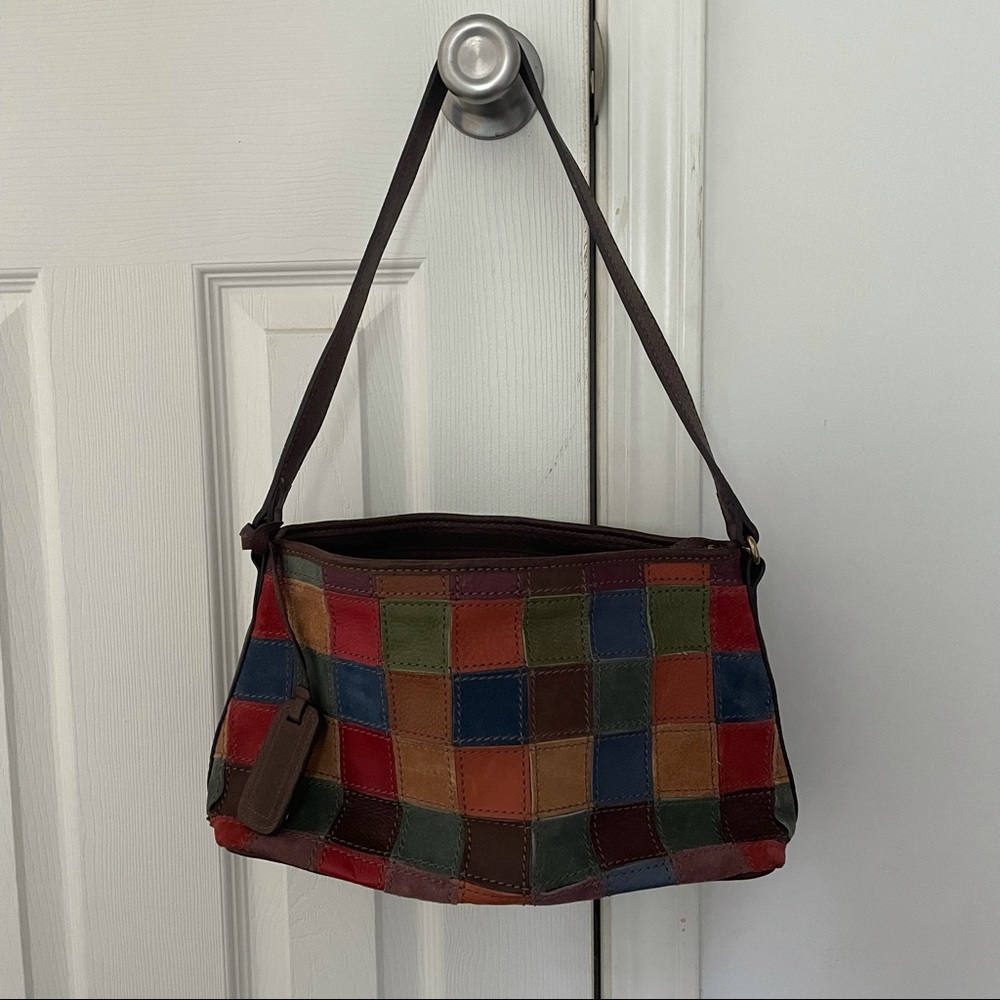 Fossil Vintage leather patchwork Boho purse🧚🏻‍♀️